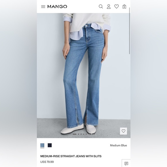 Mango Denim - MANGO/MNG Mid-Rise Straight With Slit